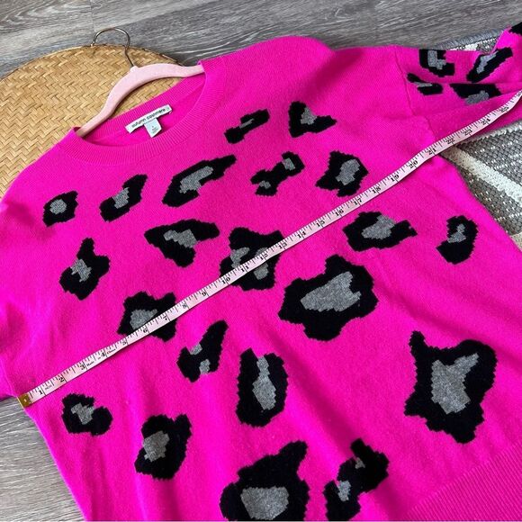 Autumn cashmere pink leopard Crewneck sweater - Picture 5 of 7